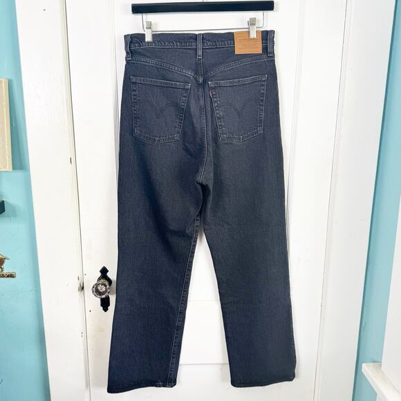 Levi’s Premium Ribcage Straight Ankle Jeans Button Fly Faded Black 29 x 27 BIG E - Picture 6 of 14